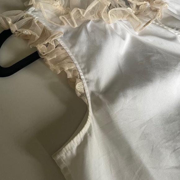 J. Crew Thomas Mason Blouse With Tulle Ruffle Trim 4. - Picture 3 of 6